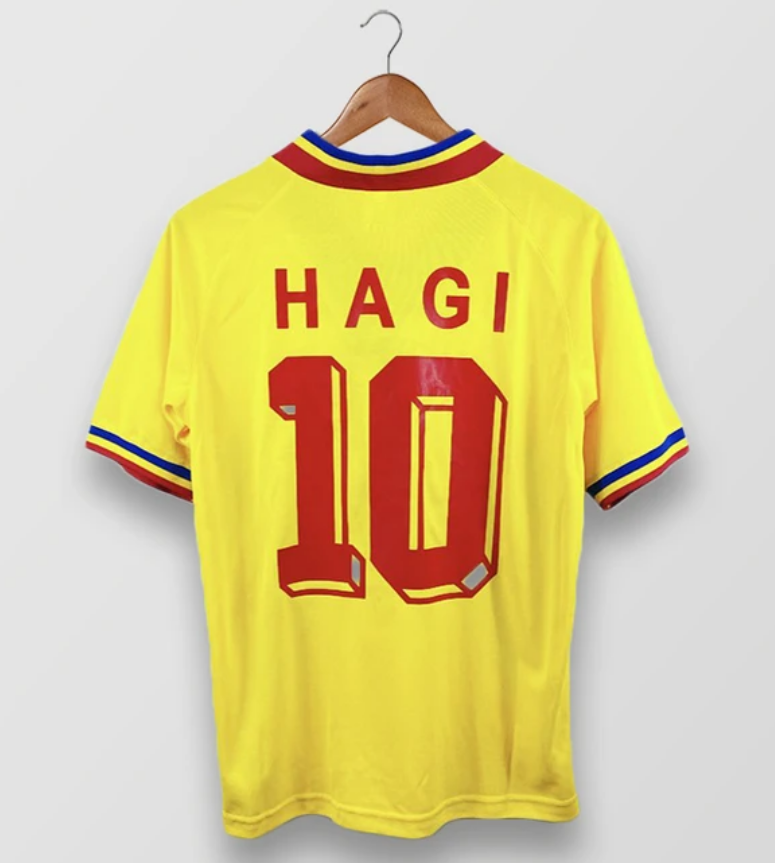 1994 Romania Retro Home Kit Soccer Jersey HAGI #10